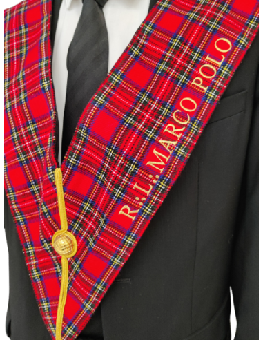 Sautoir / Collier d'Officier RSE (Rite Standard d'Ecosse) Brodé au nom de la Loge