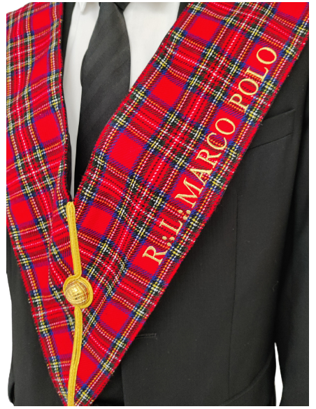 Sautoir / Collier d'Officier RSE (Rite Standard d'Ecosse) Brodé au nom de la Loge