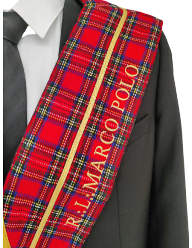 Sautoir / Collier Passé Vénérable RSE (Rite Standard d'Ecosse) Brodé au nom de la Loge