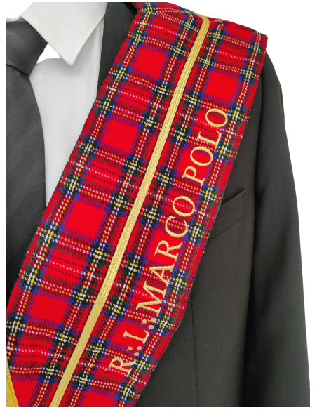 Sautoir / Collier Passé Vénérable RSE (Rite Standard d'Ecosse) Brodé au nom de la Loge
