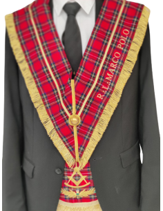 Sautoir / Collier Vénérable RSE (Rite Standard d'Ecosse) Brodé au nom de la Loge