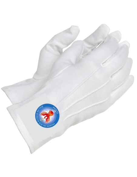 Gants Blancs Brodés par Rite (REAA-RF-RY-RMM-RER-RE-GCRF)