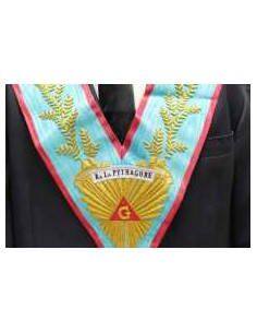 Sautoir V.M. Brodé Machine Brodé au nom de la Loge (Rite Ecossais Ancien et Accepté)