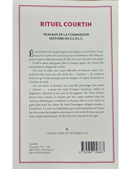 Rituel COURTIN (base des premiers rituels REAA de tradition YORK) (vendu par Eosphoros)