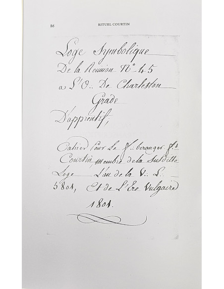 Rituel COURTIN (base des premiers rituels REAA de tradition YORK) (vendu par Eosphoros)