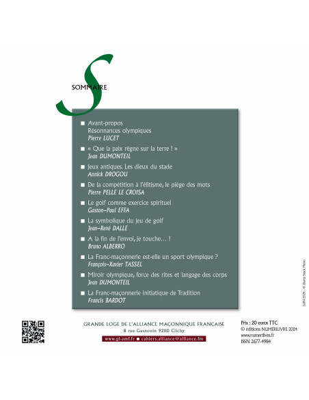 Cahiers de l'Alliance N°18 Résonnances Olympiques