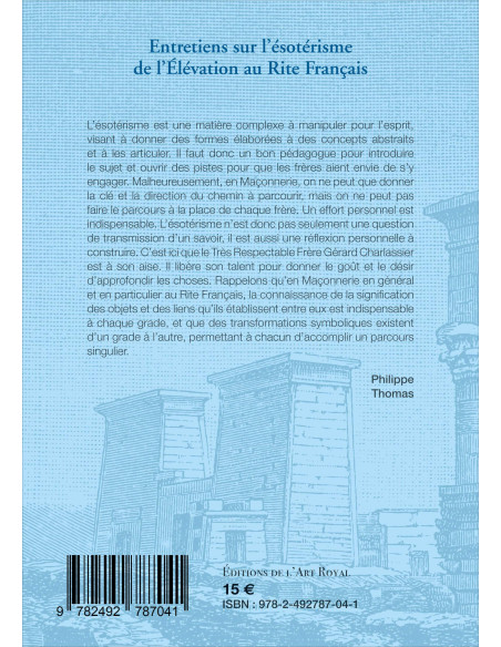 Entretiens sur l’ésotérisme de l’Élévation au Rite Français  (Gérard Charlassier) (vendu par Eosphoros)