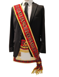 Baudrier ( Écharpe ) de Maître RSE (Rite Standard d'Ecosse) Brodé au nom de la Loge