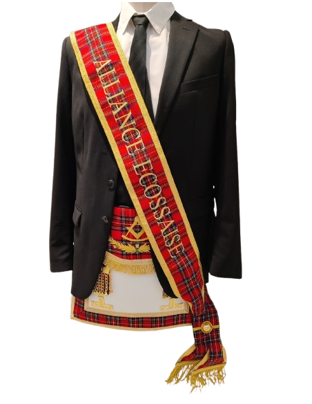Baudrier ( Écharpe ) de Maître RSE (Rite Standard d'Ecosse) Brodé au nom de la Loge