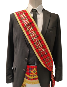 Baudrier ( Écharpe ) de Maître RSE (Rite Standard d'Ecosse) Brodé au nom de la Loge 2