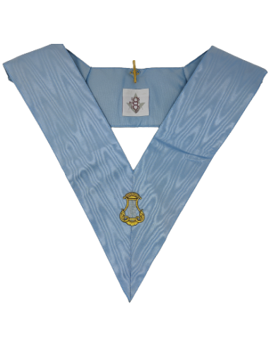 Sautoir / Collier d'Officier Harmoniste RF (Rite Français) brodé au nom de la Loge