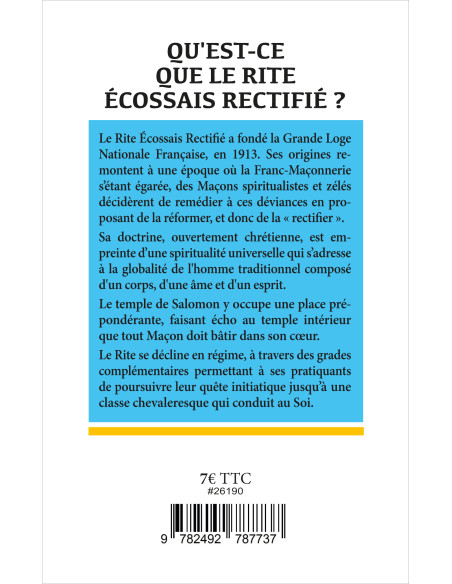 Qu'est-ce que le Rite Écossais Rectifié ? Collection Enjeux Initiatiques N° 49 (vendu par Eosphoros)