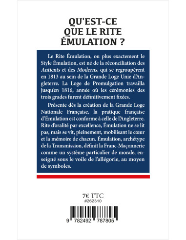 Qu'est-ce que le Rite Émulation ? Collection Enjeux Initiatiques N° 58 (vendu par Eosphoros)
