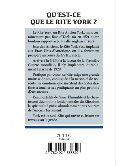 Qu'est-ce que le Rite York ? Collection Enjeux InitiatiqueS N° 60 (vendu par Eosphoros)