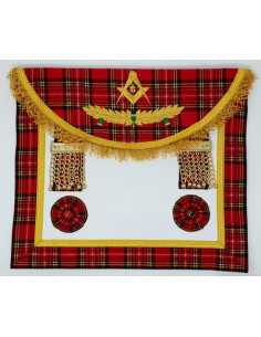 Tablier Maître Maçon cuir avec Pendeloques Or RSE (Rite Standard d'Ecosse)