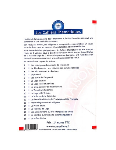 Cahier thématique Apprenti N°1 RF (Rite Français)