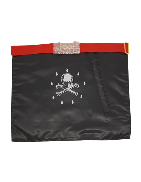 Tablier Vénérable Maître cuir REAA Dos Deuil (Rite Ecossais Ancien et Accepté)