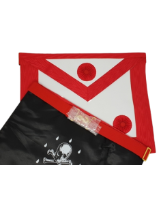 Tablier Maitre REAA Dos Deuil Cuir (Rite Ecossais Ancien et Accepté)