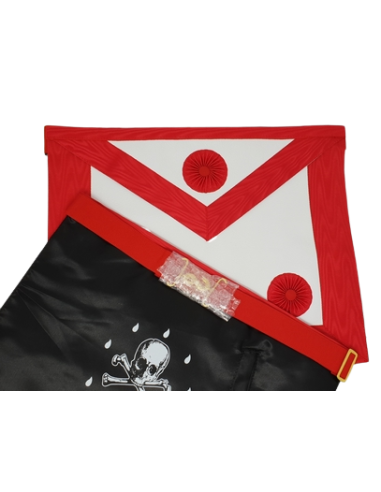 Tablier Maitre REAA Dos Deuil Cuir (Rite Ecossais Ancien et Accepté)