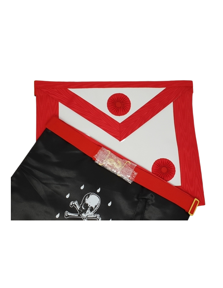 Tablier Maitre REAA Dos Deuil Cuir (Rite Ecossais Ancien et Accepté)